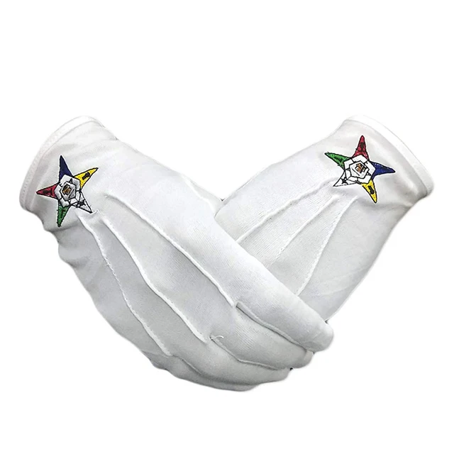 Custom Made Embroidery Logo Masonic Cotton Cheap high quality Gloves