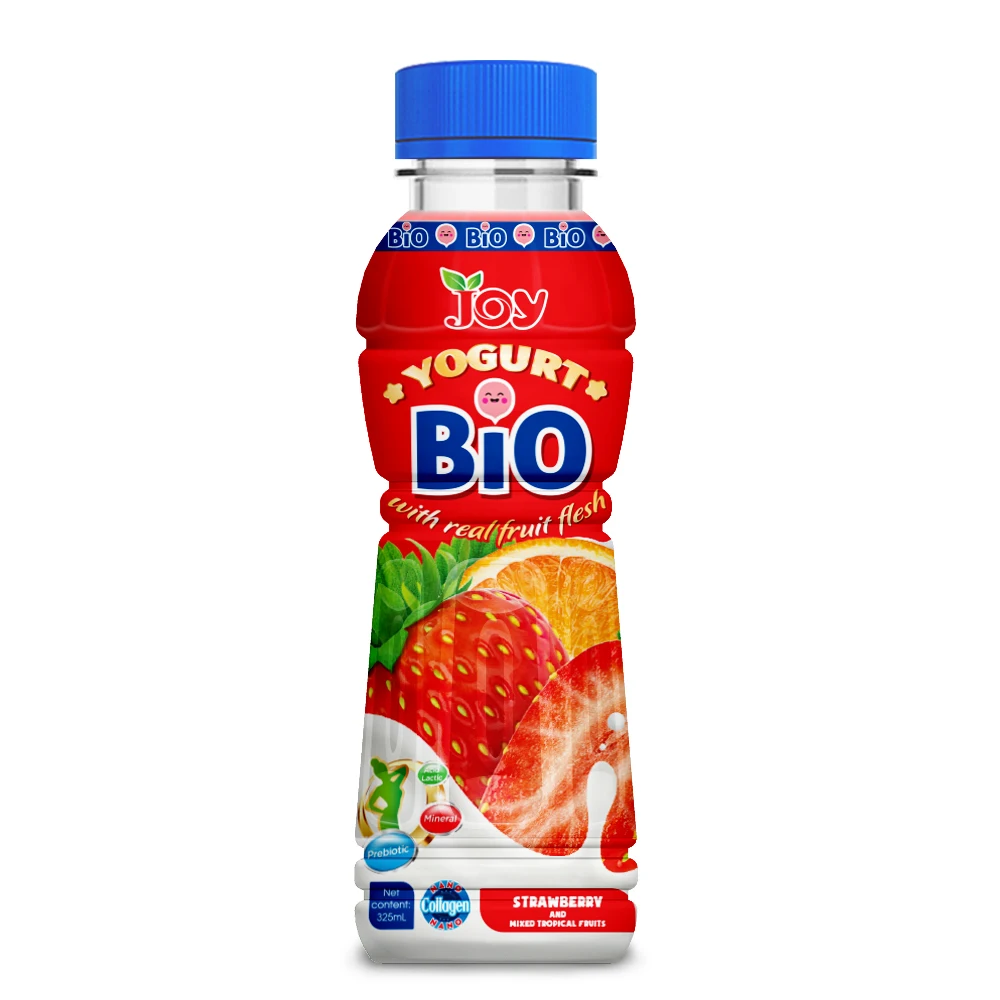 Напиток йогурта JOY BiO с настоящими фруктами свежий клубничный сок ароматный клубника 325 мл вьетнамский