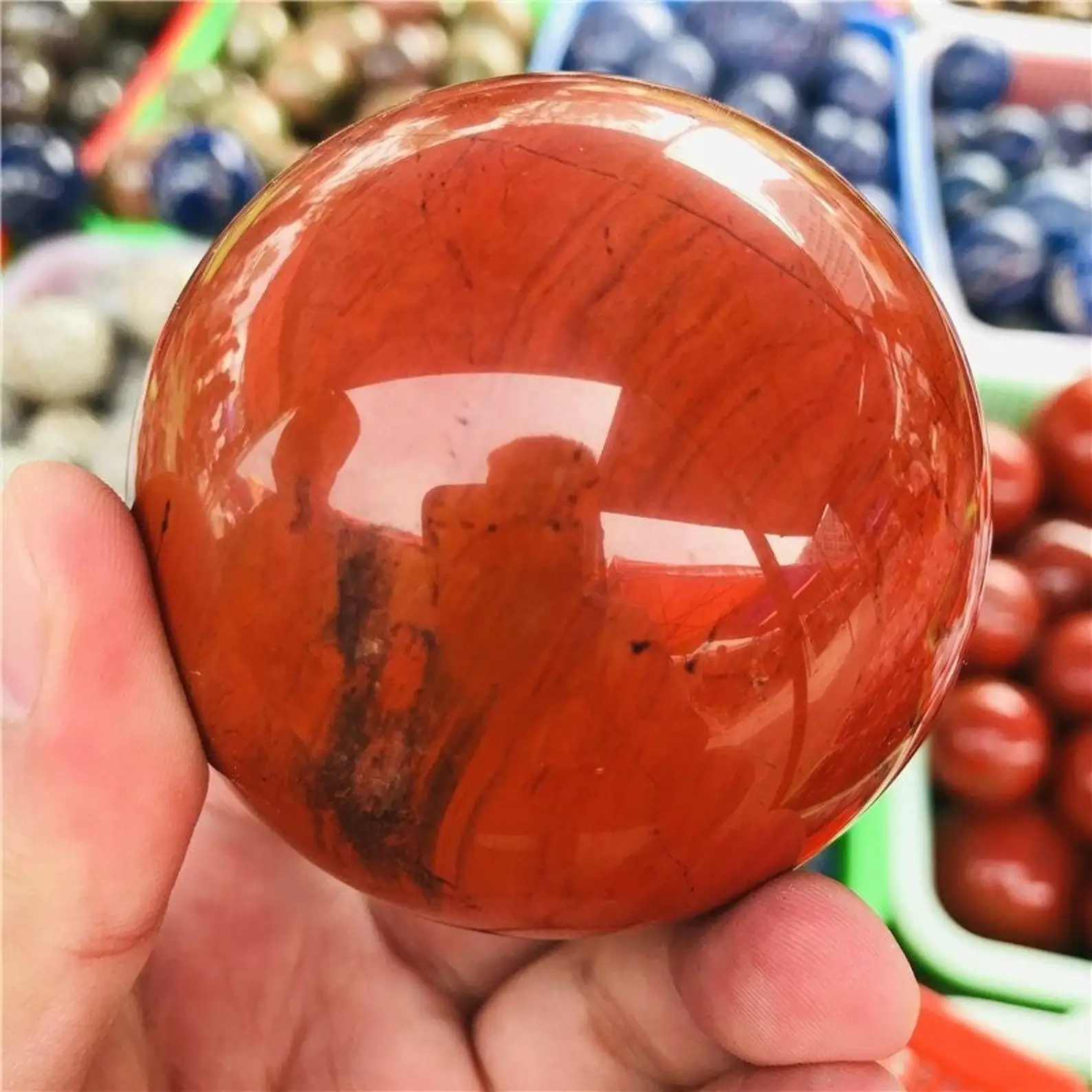 BEAUTIFUL RED JASPER CRYSTAL SPHERE BALLS / RED JASPER AGATE SPHERE / PREMIUM POLISHED QUARTZ RED JASPER HEALING CHAKRA SPHERES