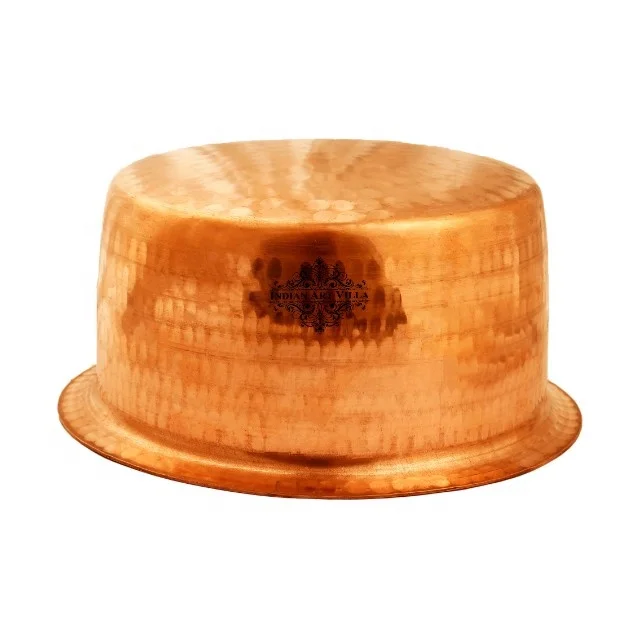 IndianArtVilla Hammered Copper Patila Handi Casserole For Restaurant and Home Daily Use