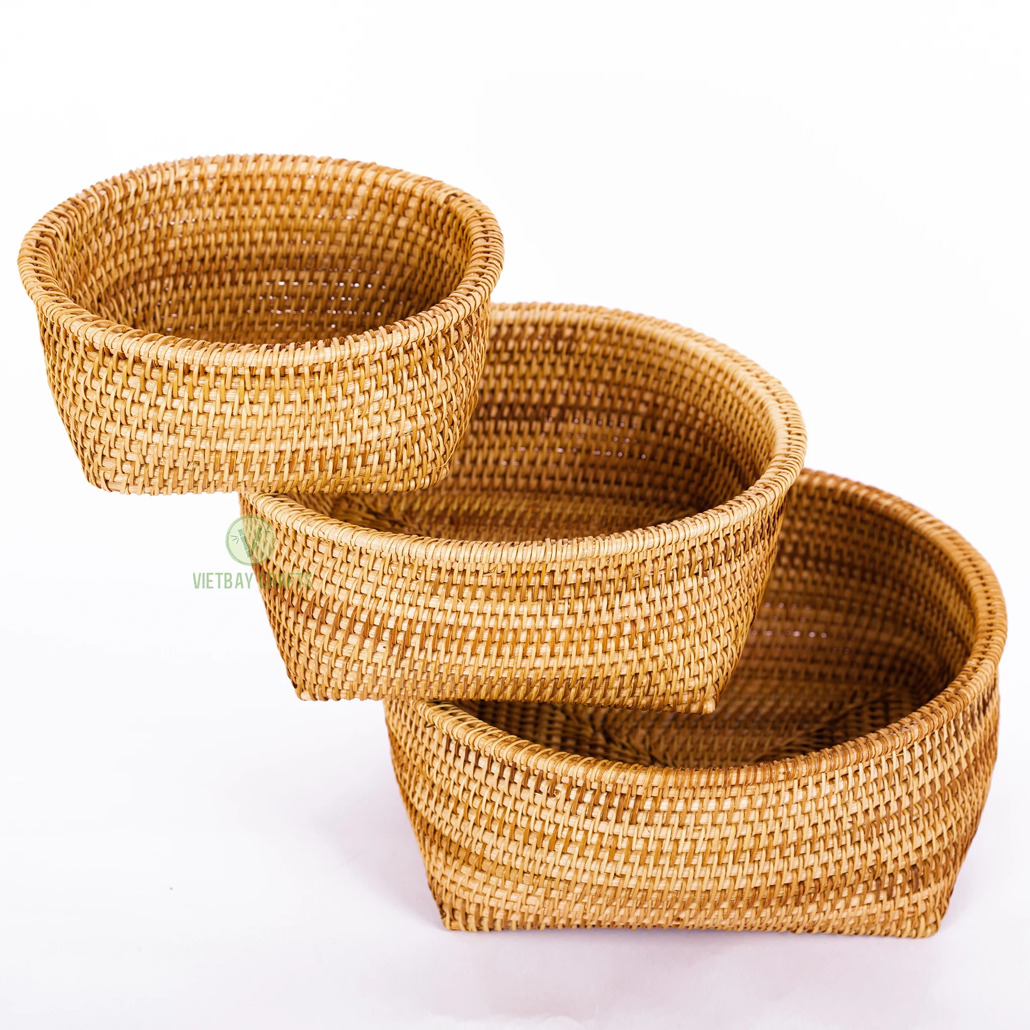 Hot Sale 2021 Rattan Storage Basket Recycle Rattan Storage Baskets Eco-friendly Useful Tool in Kitchen Made in Vietnam
