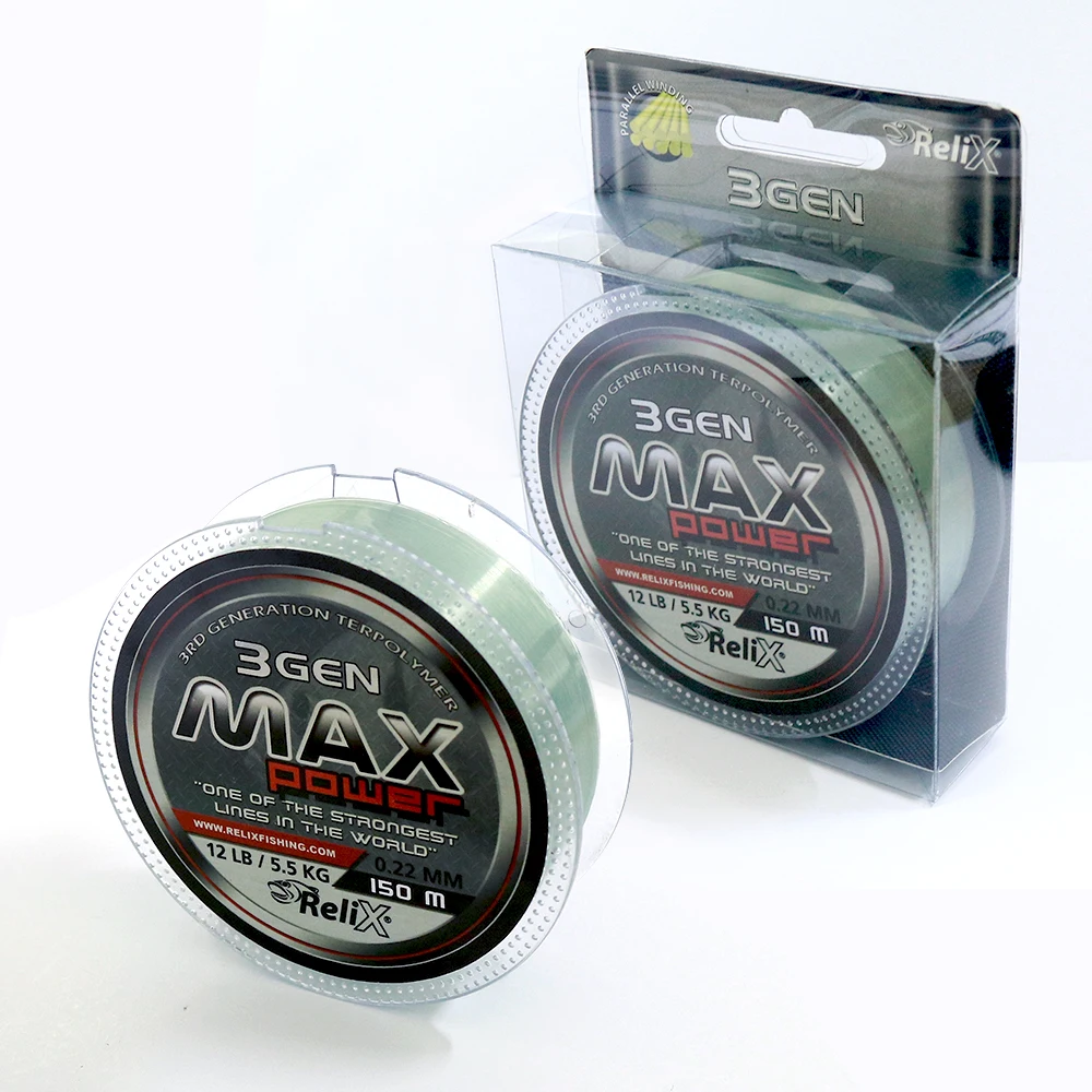 FISHING LINE 3GEN MAX POWER RELIX Strongest NYLON Monofilament 150M SOFT & GOOD KNOT STRENGTH 3lb - 60lb