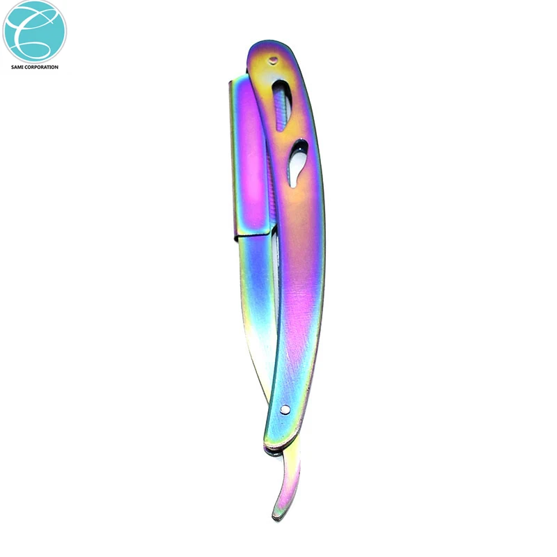 Men Shaving Barber Tools Hair Razor and Blades Antique Black Folding Shaving Knife Stainless Steel Straight razor Holder