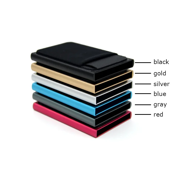 YY Slim Aluminum Wallet Elasticity Back Pouch ID Credit Card Holder Mini RFID Wallet Automatic Pop up Bank Card Case