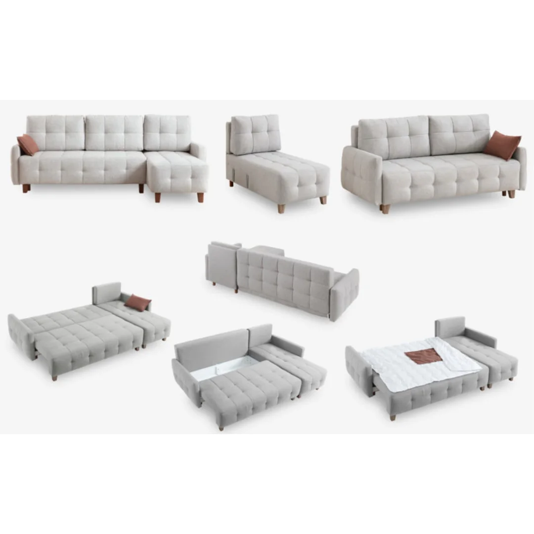 Modern Minimalist Corner Sofa Baked Hornbeam Wood Sponge 36 density Comfort and elegance combined