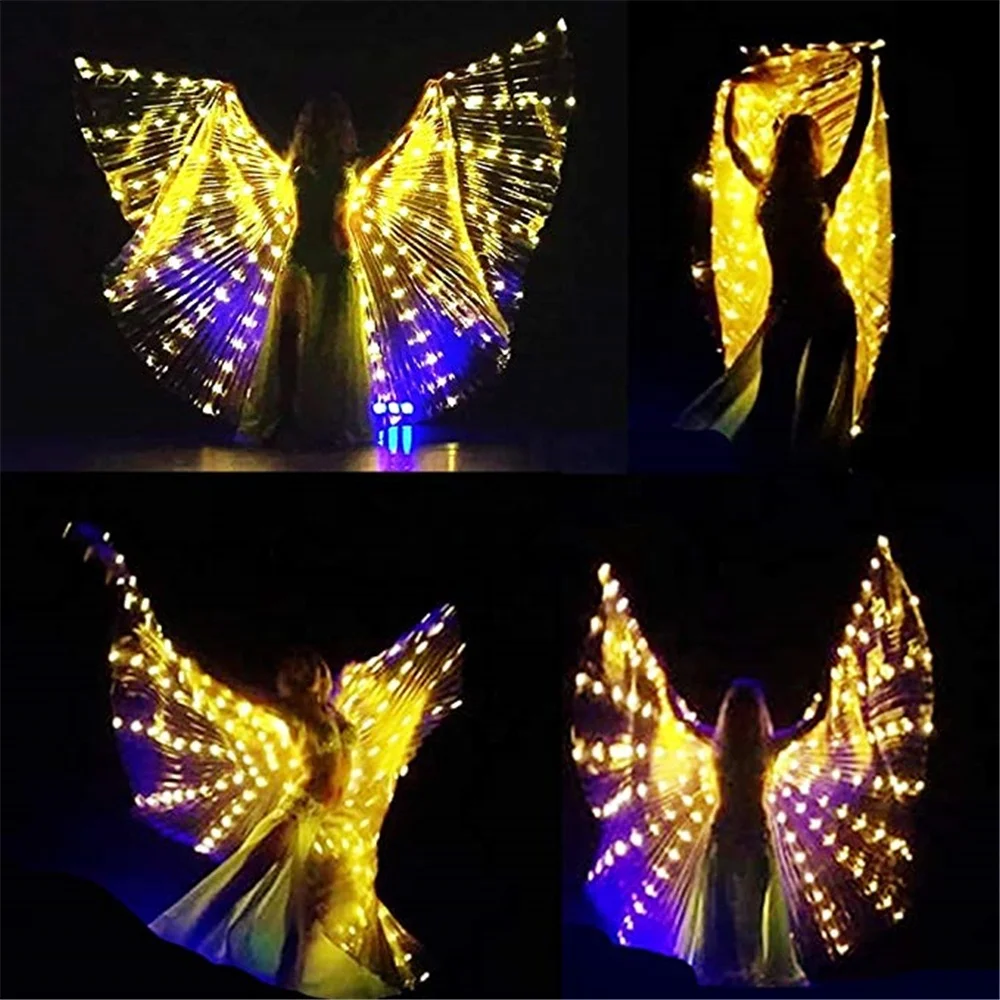 SHINYOU new arrival golden light up belly dance ISIS wings with telescopic stick for your performance