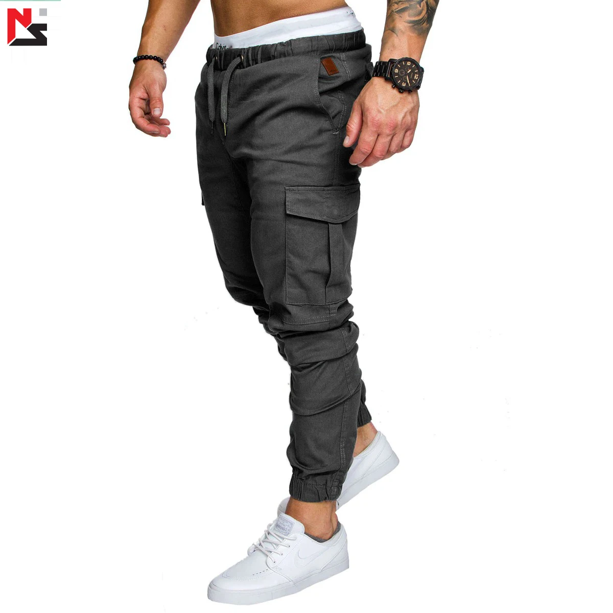  Брендовые мужские штаны в стиле хип-хоп штаны-шаровары брюки для бега 2019 джоггеры одноцветное с несколькими карманами мальчиков спортивные M-4XL
