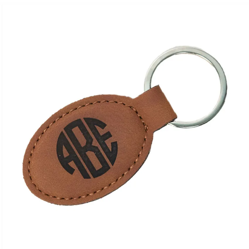 personalized PU leather debossed company logo leather key tags