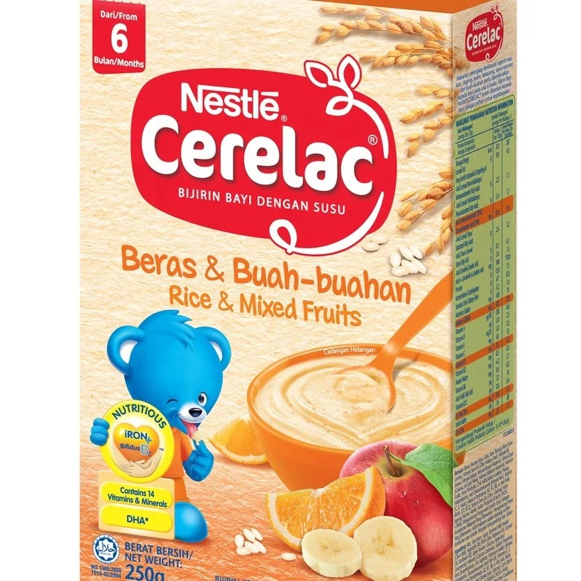 
Cerelac Cereals with Milk Rice & Mixed Fruits 250g Halal Baby Cereal 