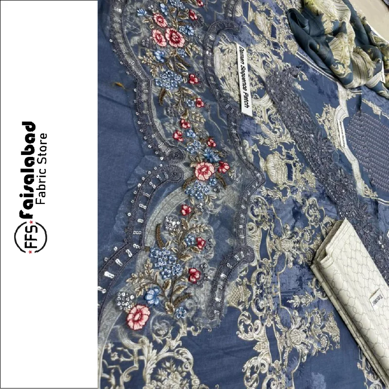  Сшитые вышитые Южноазиатские тканевые костюмы сальвар камиз и пакистанские шифоновые с принтом для женщин