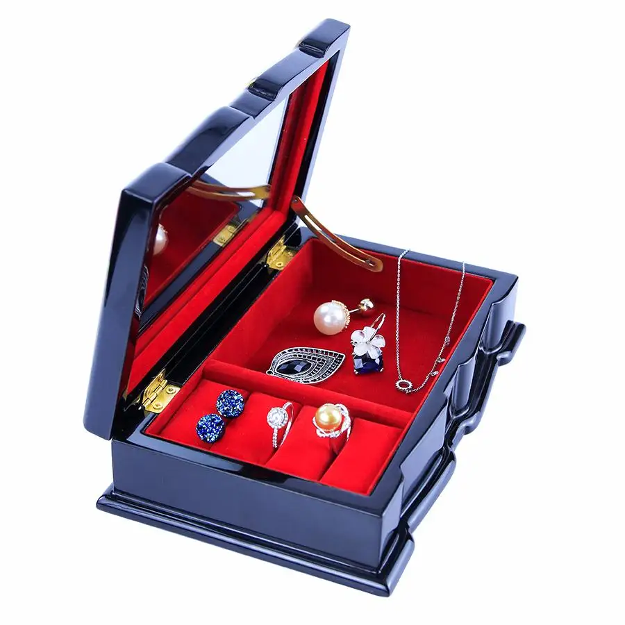 Wholesale wood lacquer box Small Jewelry Box Joyeria Caja Organizer Display Boxes For Necklaces Earrings