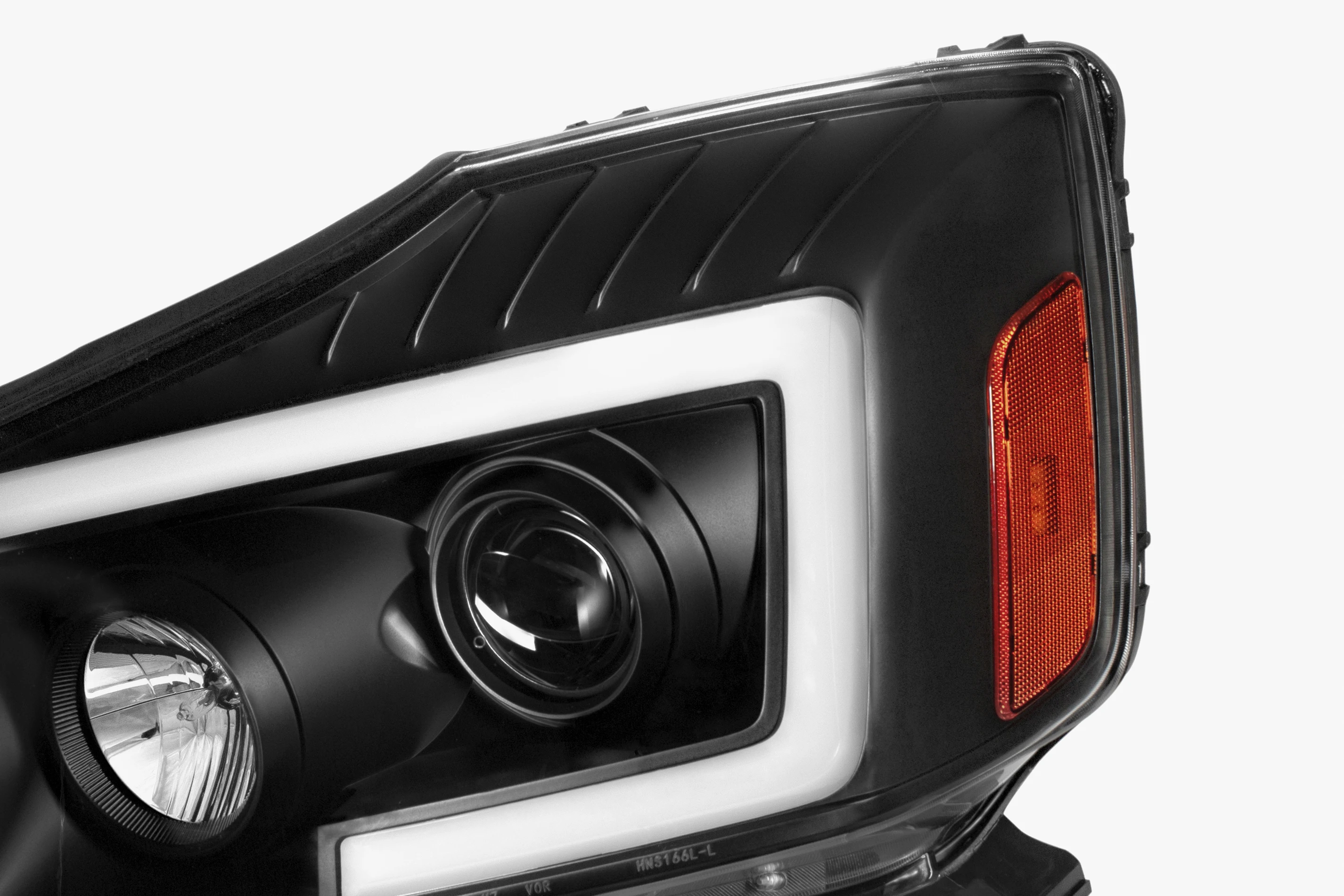 04-15 for Nissan Titan/ 04-07 Armada LED C-Bar Projector Headlights w/ Switchback Sequential Turn Signals (Black /clear)