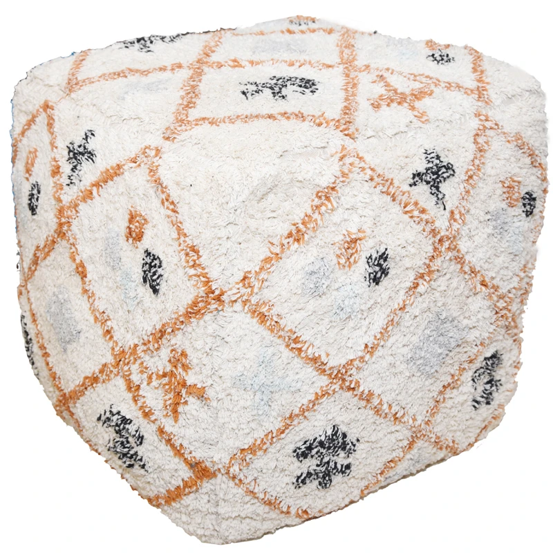 super luxurious handmade bohemian pouf high quality wood stool by Indian manufacturer at wholesale price