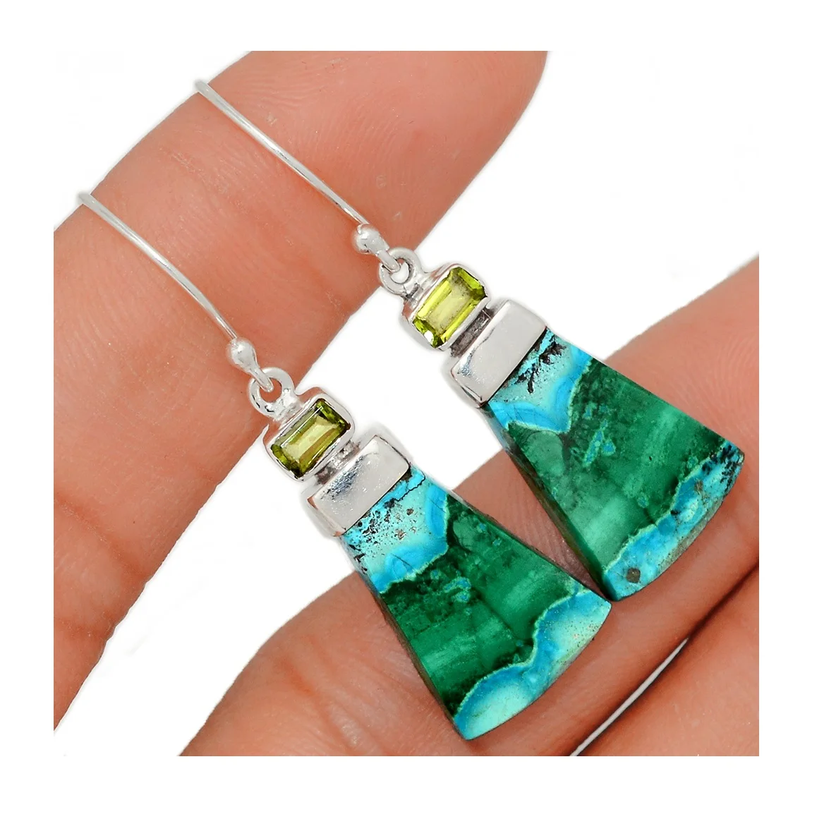  Индийский производитель ювелирных изделий настоящие камни малахит в хризоколле серьги из твердого серебра 925 пробы большие серьги-кольца