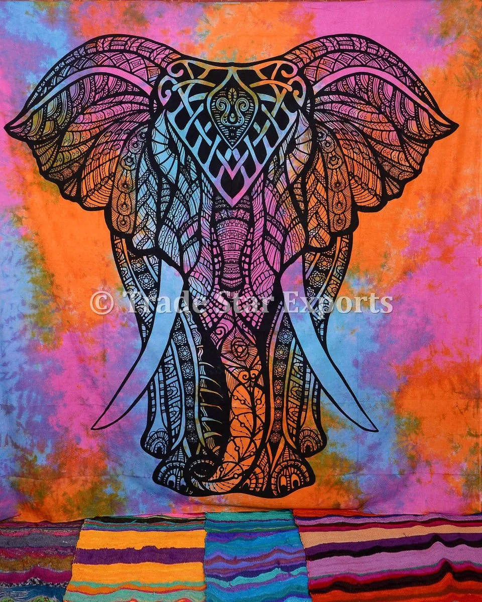 Психоделический богемный гобелен индийский этнический 100% хлопок хиппи домашний декор настенное искусство двойной галстук/краситель Настенный