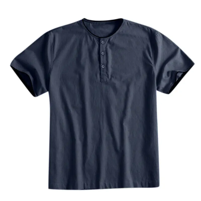 
 Мужская простая Классическая футболка с круглым вырезом и пуговицами, OEM хлопковая уличная одежда, футболка для мальчиков, оптовая продажа, повседневные дешевые футболки для мужчин  
