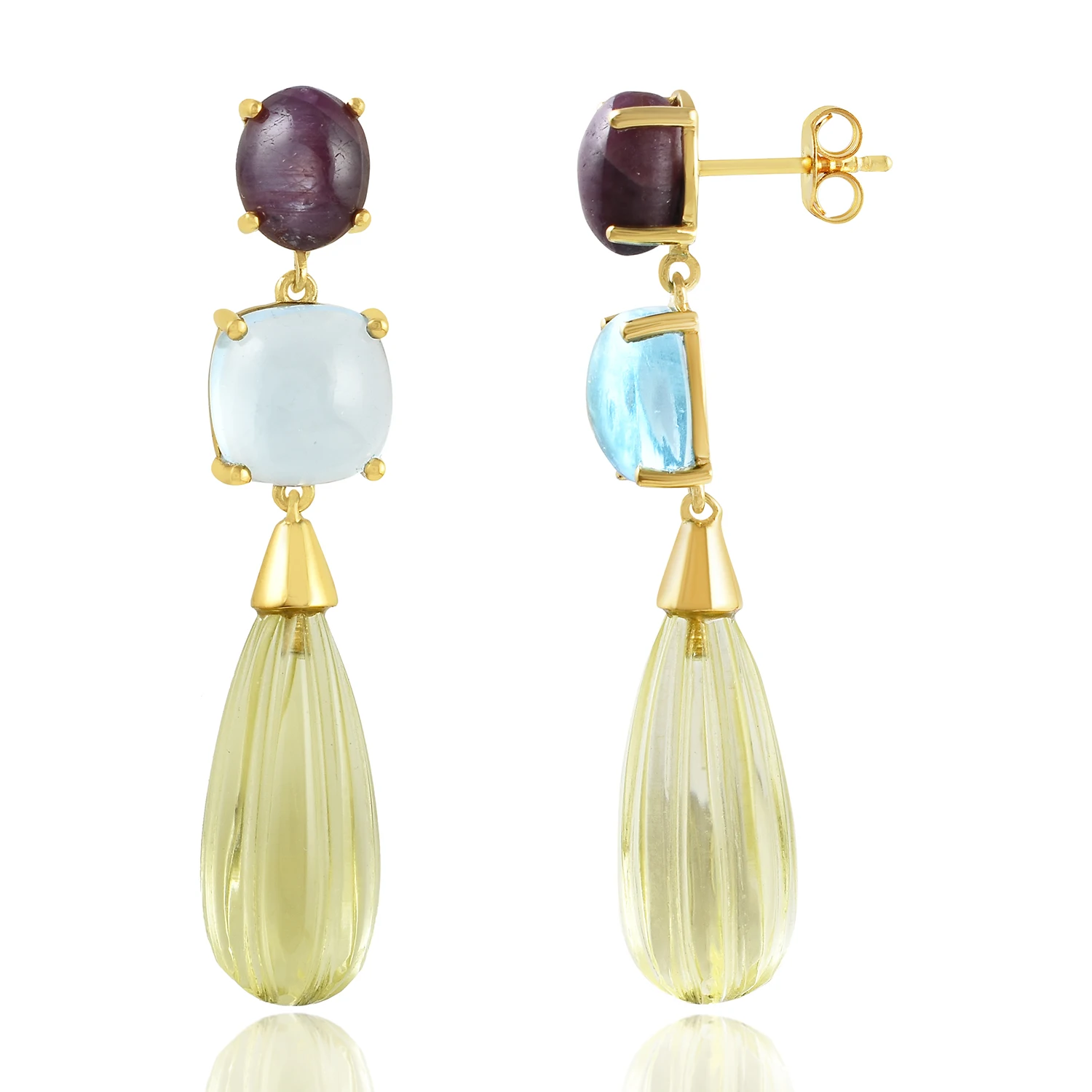 Женские серьги с драгоценным камнем серебро 925 пробы 14 к