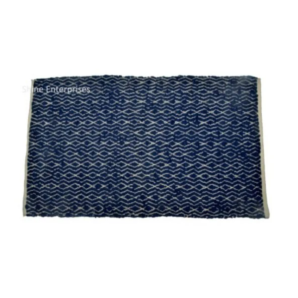 Soft Fluffy  Navy Blue Coloured Printed Handmade Dhurrie Cotton Dhurrie Rug For Living Room At Bulk Price