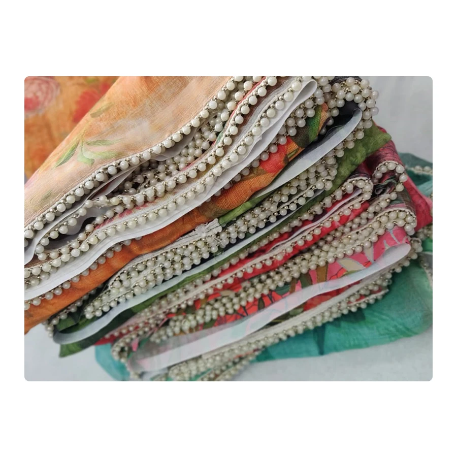 Новое дизайнерское цифровое шелковое Новое сари с тяжелыми бусинами, кружево для вечеринки от оптового поставщика