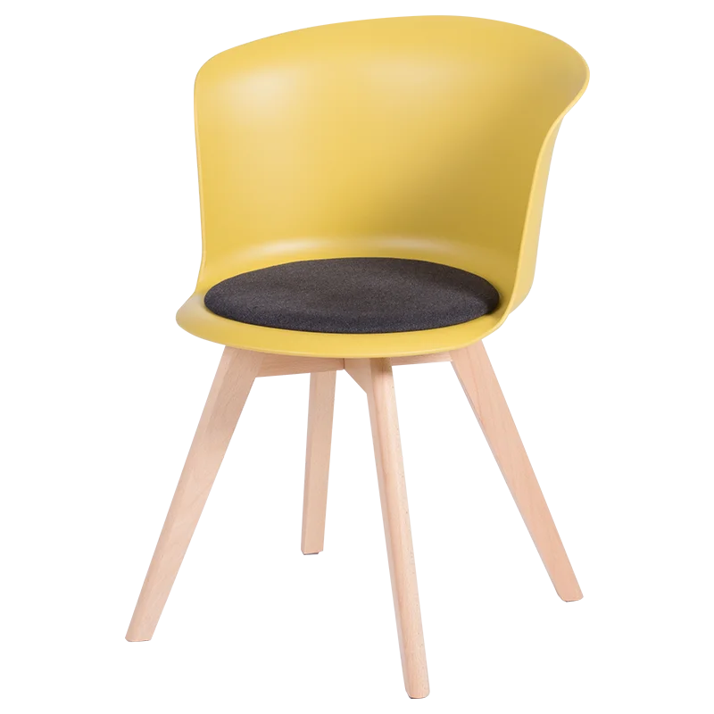 Dining restaurant home modern chair with robust fabric with wooden legs Carmen 9968 - Yellow White
