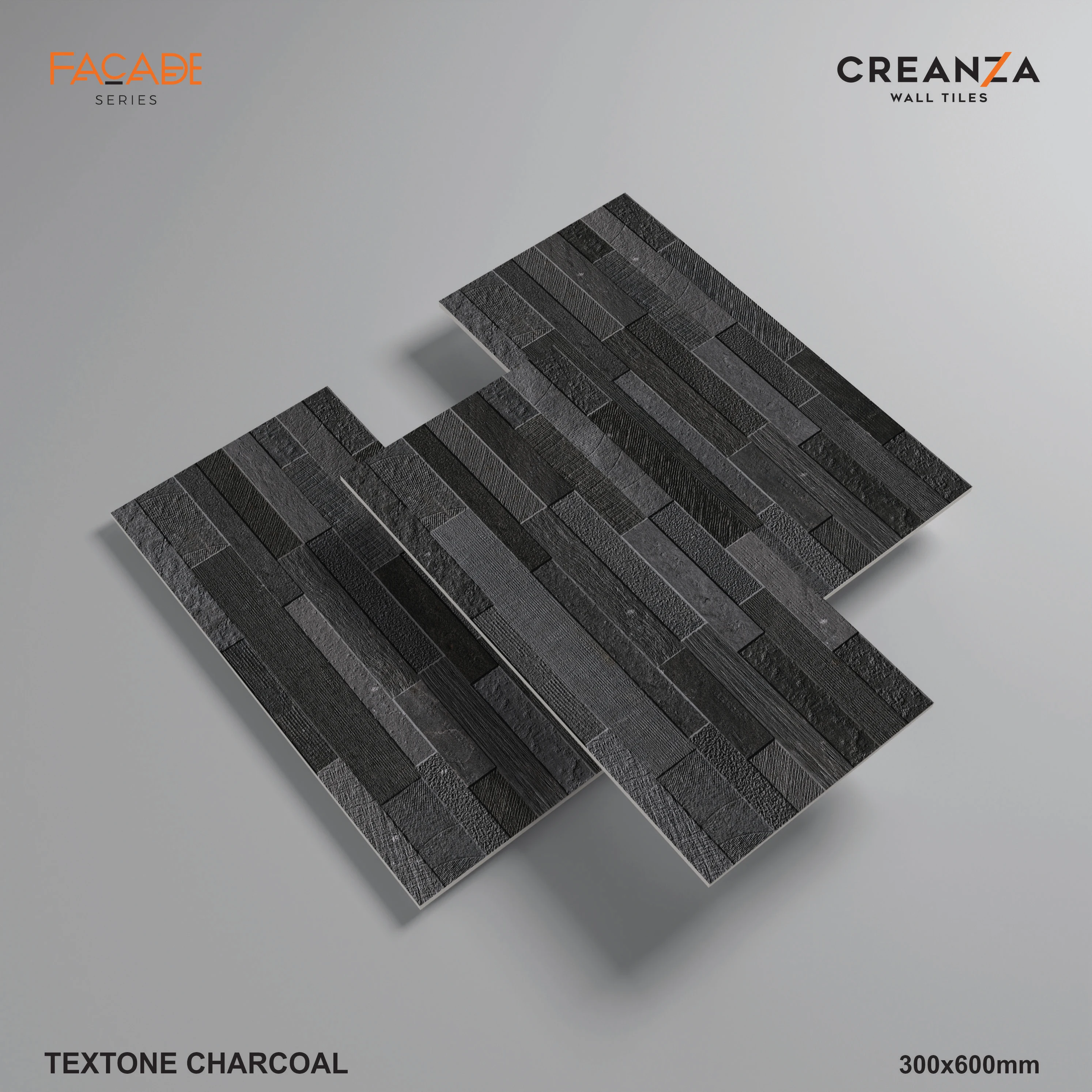 Угольная керамическая уличная настенная плитка 300x600 мм с дизайном в виде перфоратора керамика текстурный уголь