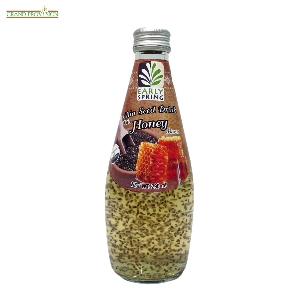 Wholesale Price Fruit Drink Refreshing Chia Seed Drink with Honey Flavor 290ml Manufacture in Thailand