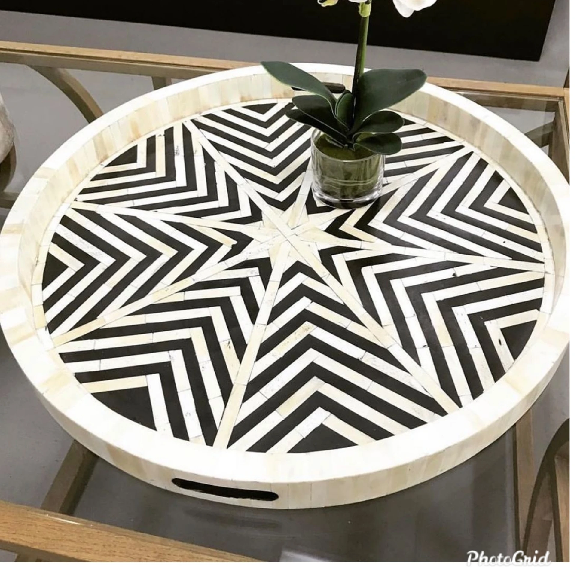 
MOTHER OF PEARL INLAY WOODEN SERVING TRAY GULF UAE DUBAI 