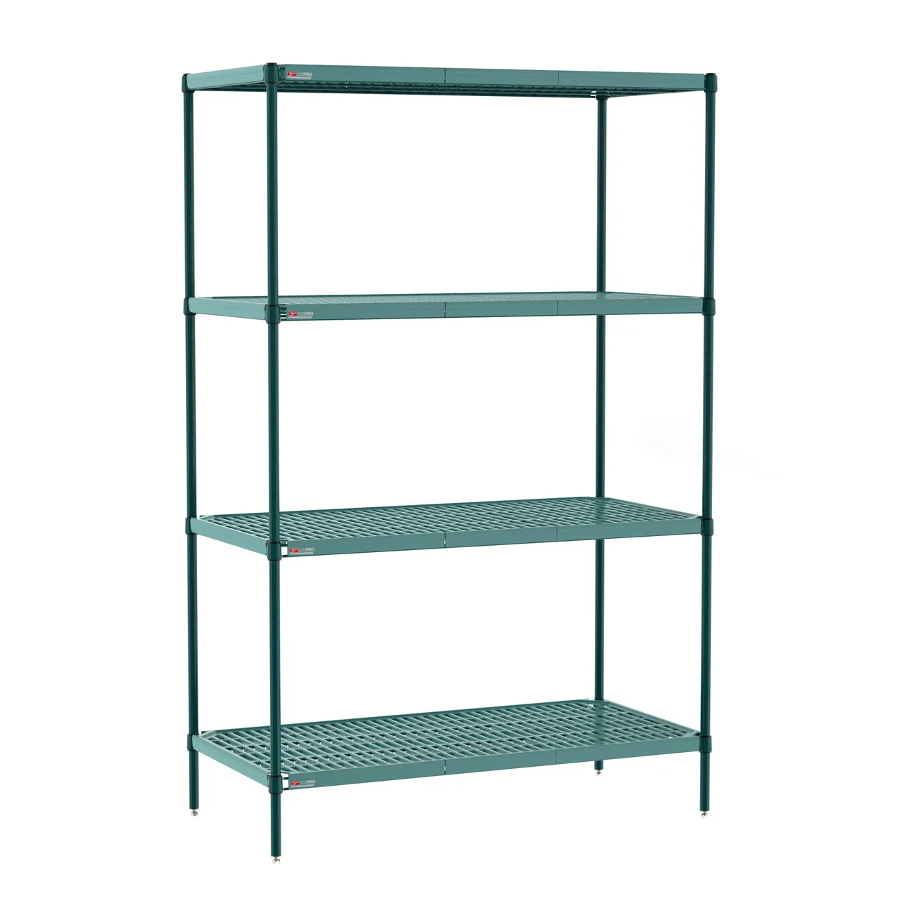High Tier Trendy Quality Stainless Steel Metro Erecta 4-Shelf Industrial Wire Shelving Unit with Metroseal Green Epoxy