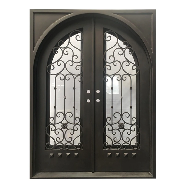 villa house front entry wrought iron grill door designs with operable window