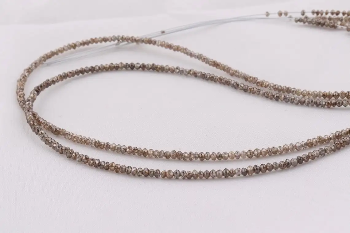 Natural Champagne Diamond Faceted Rondelle Beads LB Color Diamond Faceted Beads Strands For Jewelry Making
