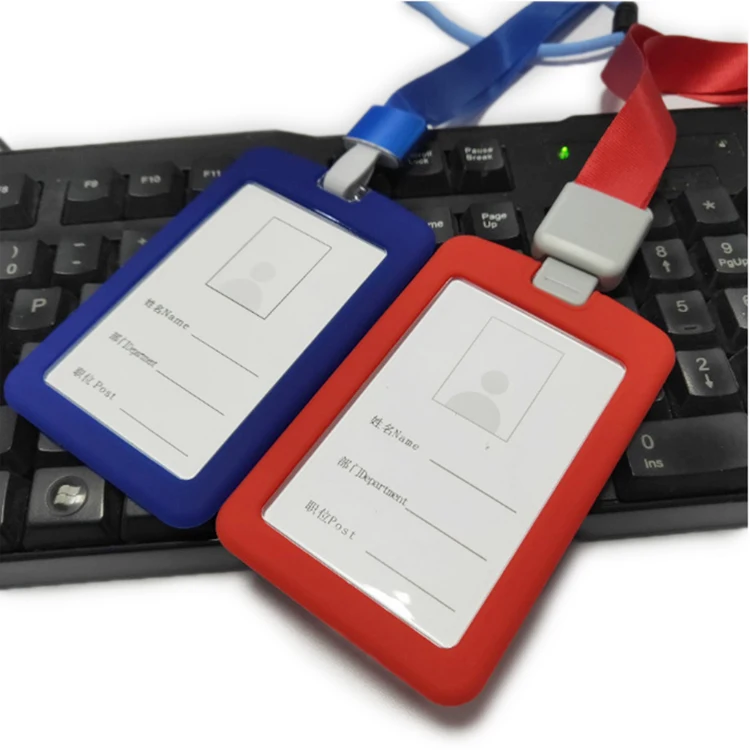 Factory Wholesale Silicone ID Card Holder Badge ID Name Card Case Tag Holder With Clear Acrylic Window