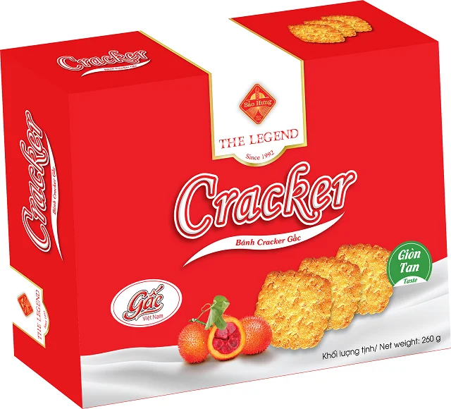 Premium Quality Gac fruit & Sesame Flavour Crispy Tasty Yummy Cracker Biscuits in Paper Box
