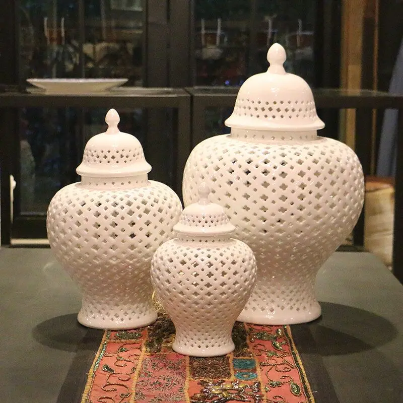 J112W керамический набор из трех банок для имбиря банка домашнего декора с крышкой Европа белая