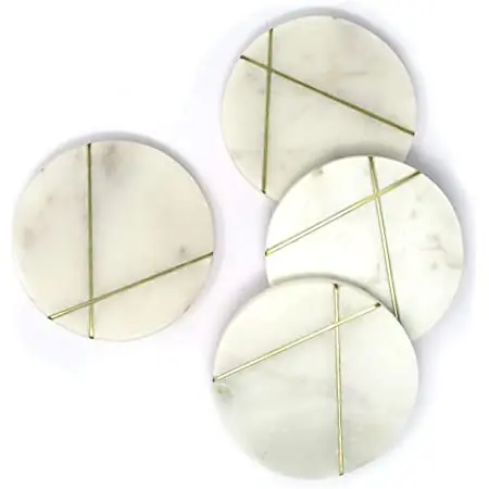 Ceramic Marble Coasters Hexagon Coaster for Kitchen Drinkware Cups Hot Seller Custom Stone Accessories Classic OEM Customized