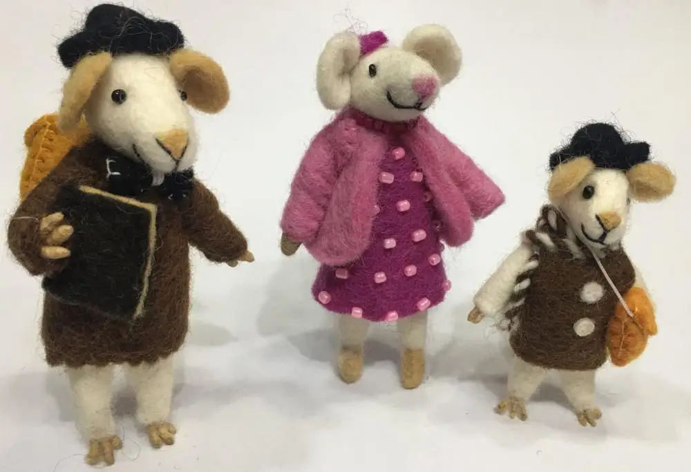 Needle Felted Mouse Family/Cute Felted Mouse Family/Fair Made Mouse Family in Nepal