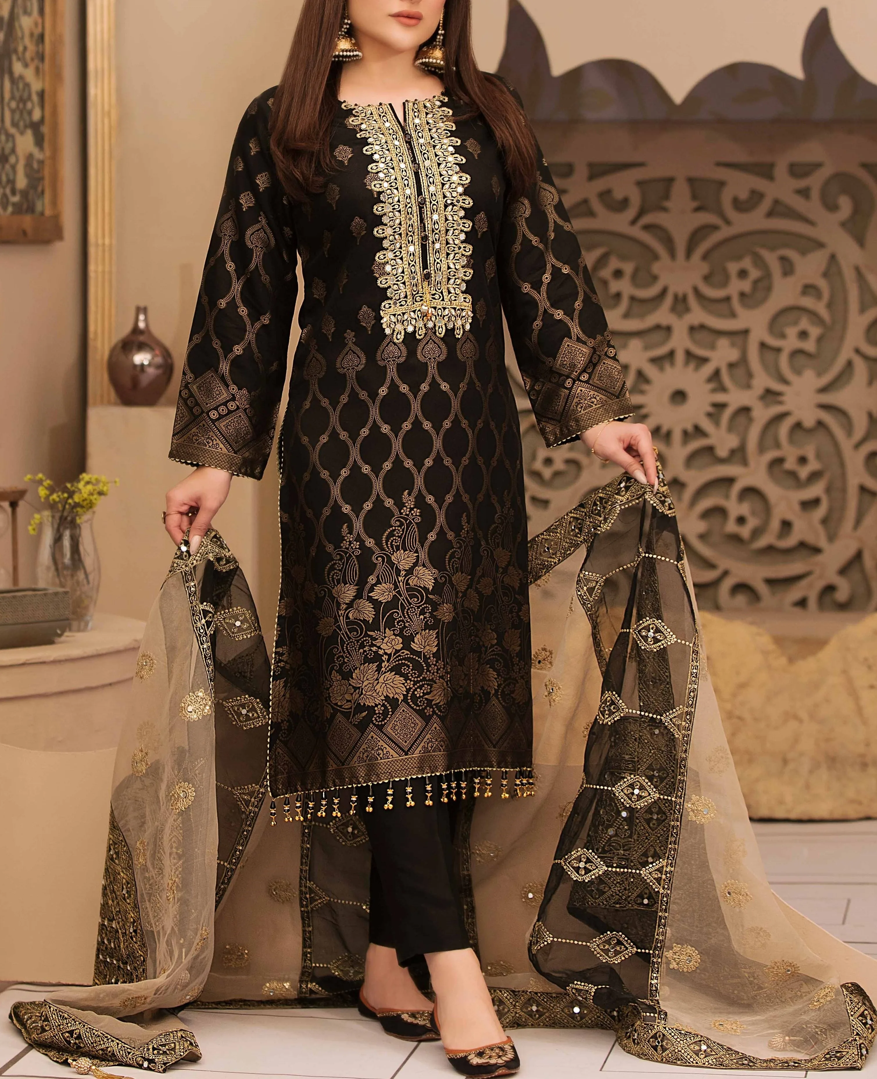 Pakistani Ready Made Shalwar Kameez   Organza Fancy Collection For Women (1700006552659)