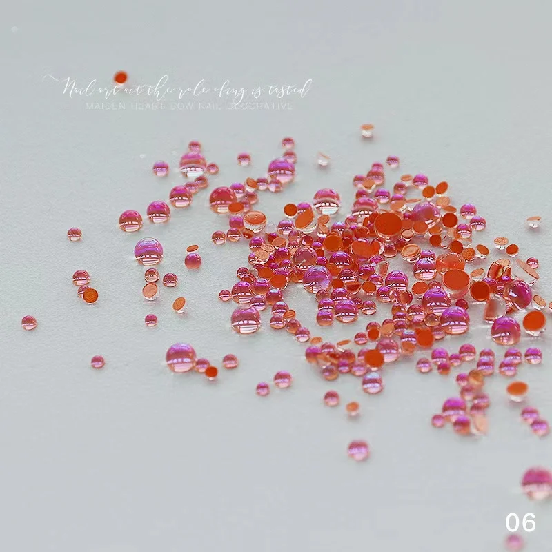 1400 pcs  half flat beadsresin stone glass, nail stone  3D mermaid beads  for nail decoration