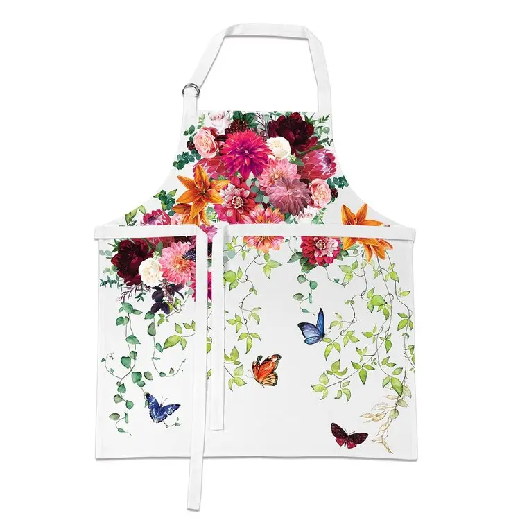 Embroidered Canvas Kitchen Aprons Woman Men Chef Stylist Apron Shop Cafes Beauty Nails Studios Uniform Grill Restaurant Bar Dye