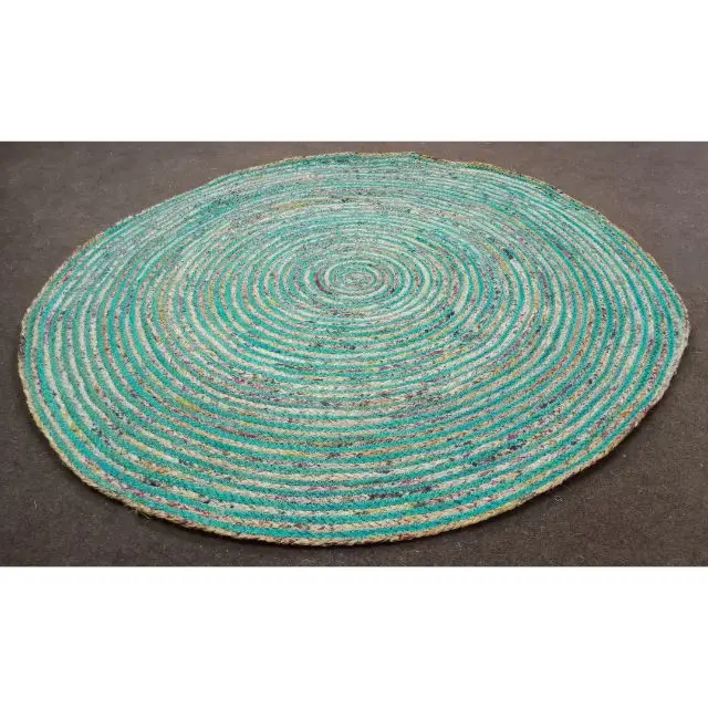 Handmade Cotton Chindi Area Round Rug Hand Braided Multi-color Cotton Area Rugs Ethnic Rug Area