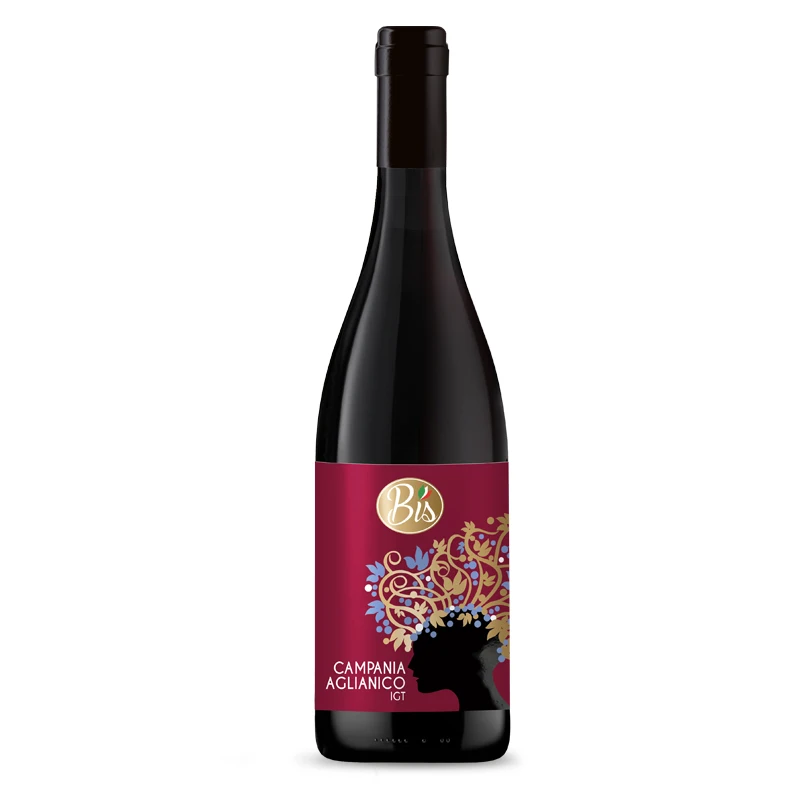 Italian high quality red wine Aglianico IGT Bis brand for export