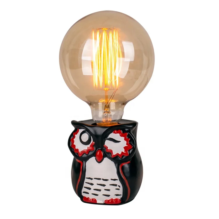 B0T-BLW222 Contemporary ETL E26/E27 Edison Bulb Resin Base OWL Table Lamp for Home Decor from China Factory