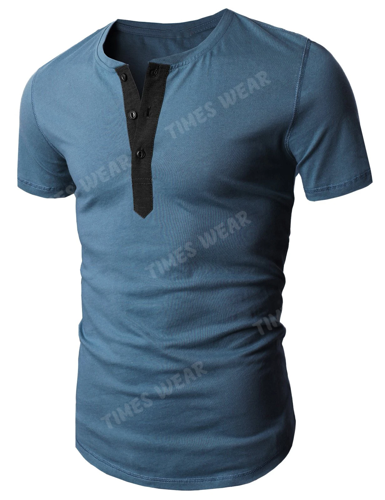 Мужская Высокое качество на каждый день зауженный фасон Хенли Рубашка футболки с коротким рукавом круглым вырезом пуговицах одноцветное предназначен