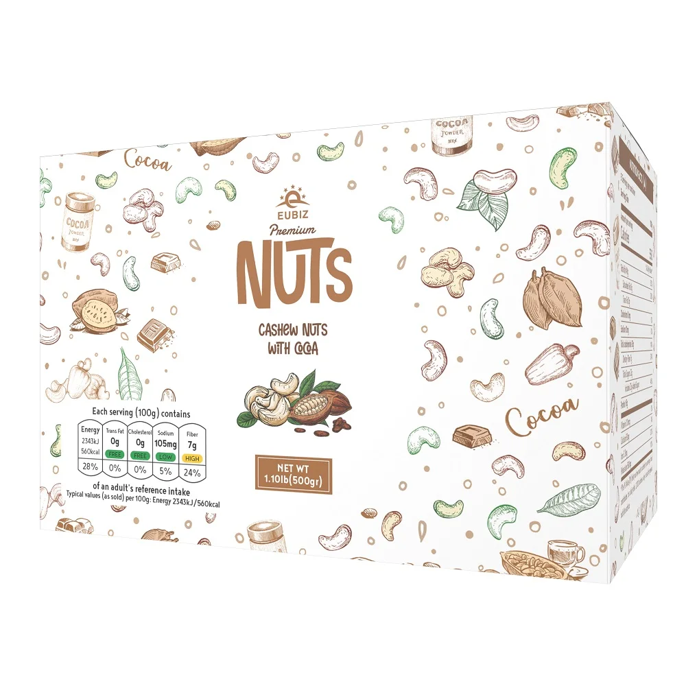 Eubiz орехи кешью-коробка (бумага) 500 г (17 7)-обычная здоровая закуска коричневый какао кешью из Вьетнама