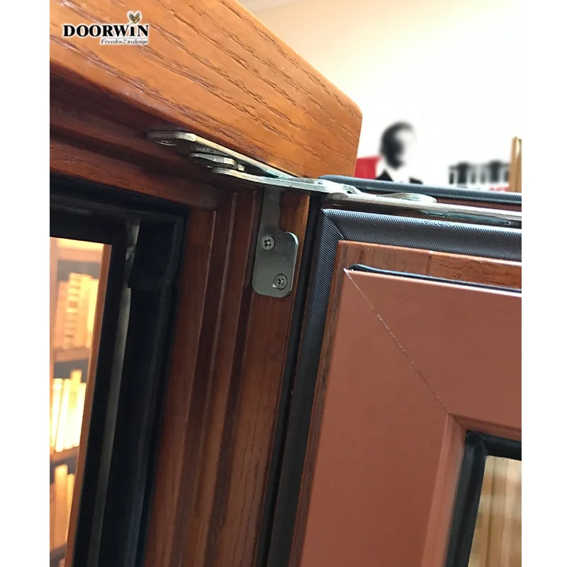 3D Wooden Transfer Wood Color Paint Thermal Break Aluminium Window with Theft-proof Net