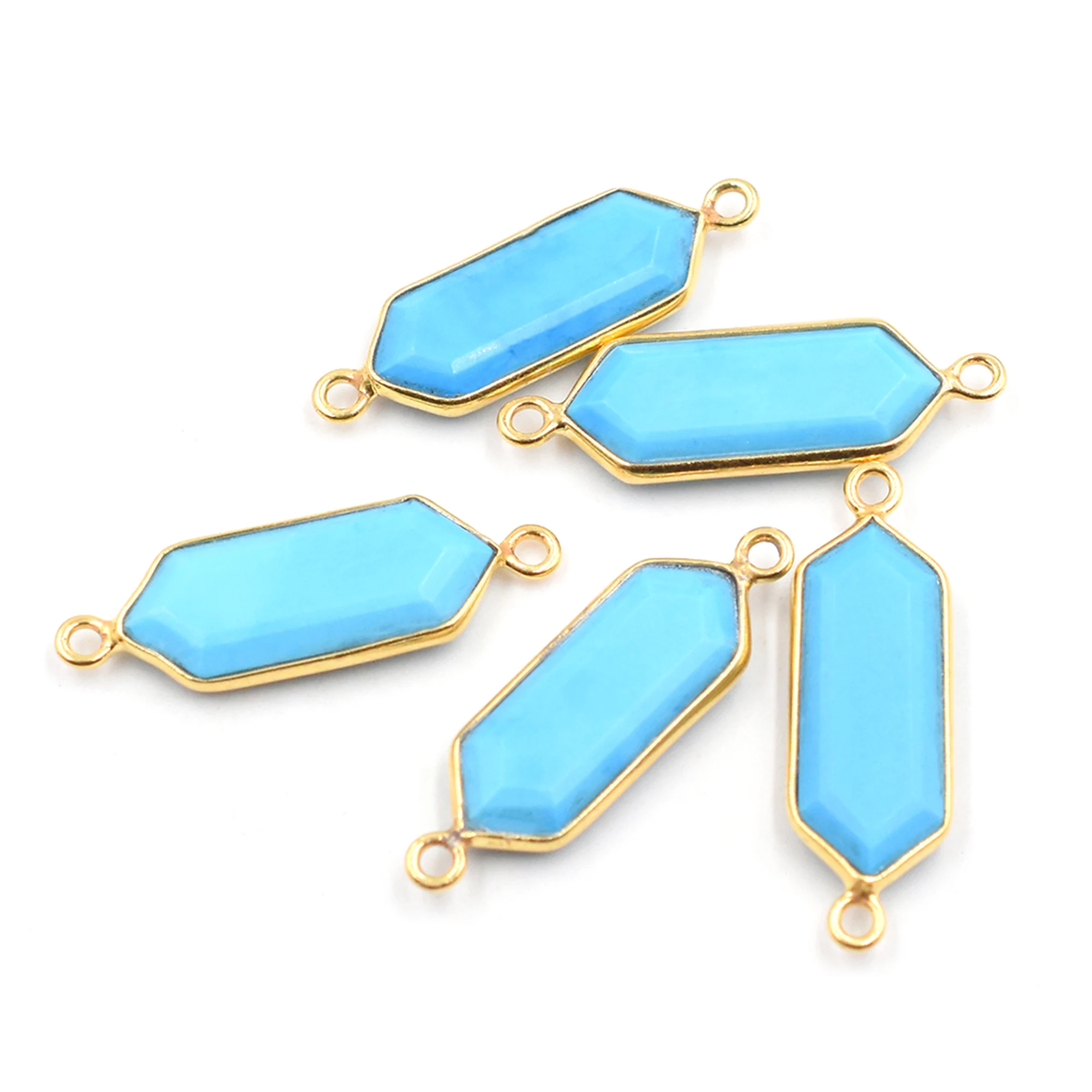 Howlite Шестигранная форма 925 стерлингового серебра позолоченный коннектор ручной работы по изготовлению ювелирных изделий
