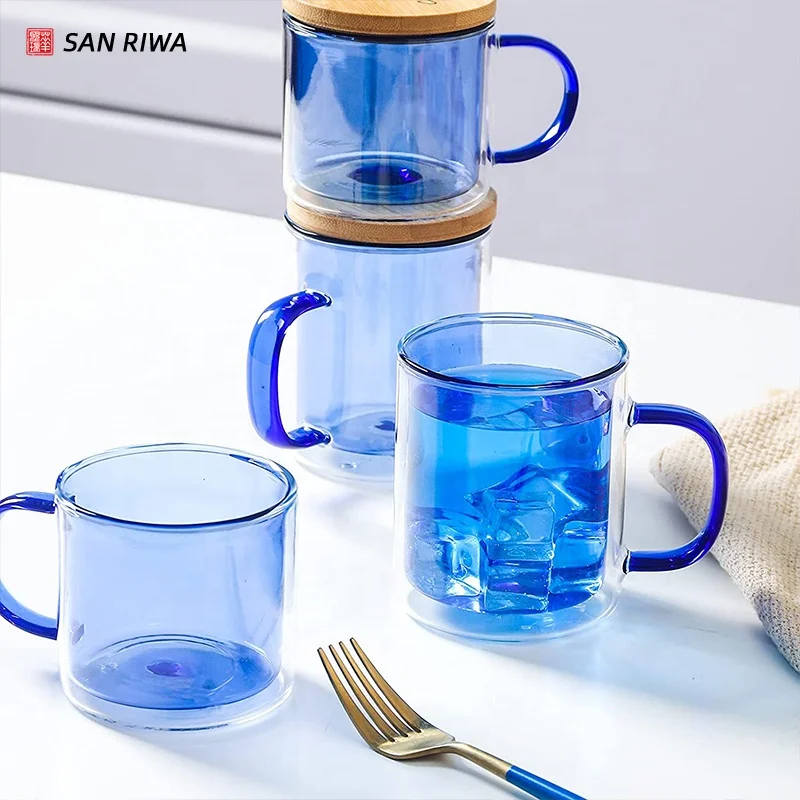 Colored Glass Cup Double Walled Glass Mug Borosilicate Glass Cup