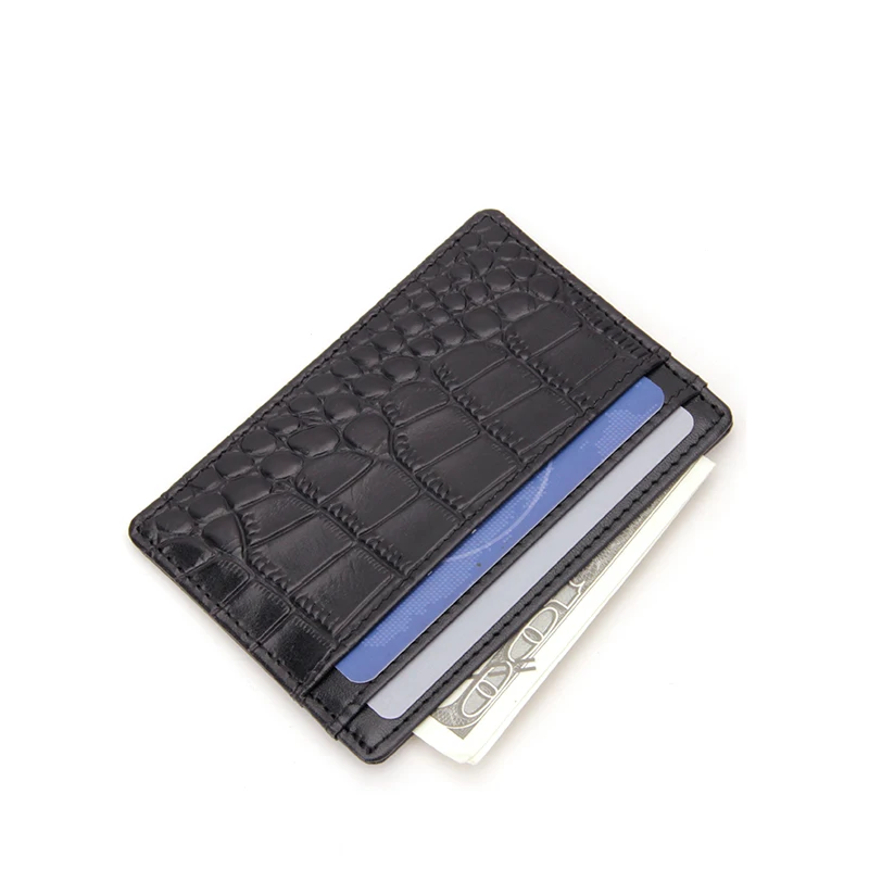 RFID Blocking Custom OEM Mens PU Crocodile Business Credit Card Holder