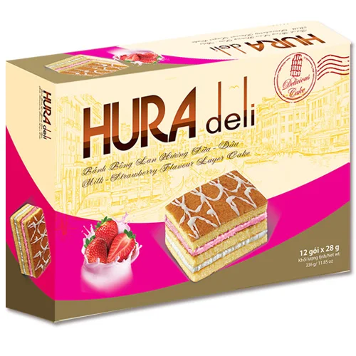 (BIBICA BRAND) HURA DELI STRAWBERRY MILK  336G SPONGE CAKE VIET NAM