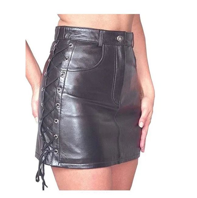 OEM Services Wholesale High Quality Ladies Custom Leather Skirts Shorts Leather Skirt