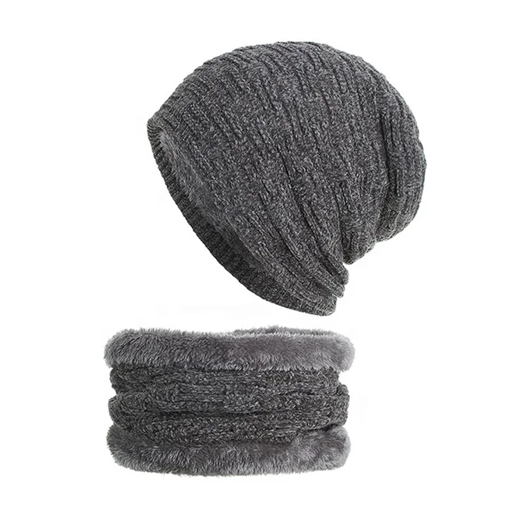 Warm Winter Custom Knitted Hat With Neck Warmers